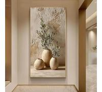 LTjiajuypd Modern Olive Branches in Ceramic Vases Wall Art Canvas Prints Painting Minimalist Olive Tree for Neutral for l spaces(80X160cm)