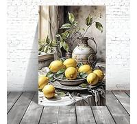 LTjiajuypd Modern Watercolor Lemon Still Life Canvas Painting, Plants And Rural Kitchen Wall Art Poster Living Room Home Decoration(50x75cm)