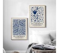 LTjiajuypd Modern William Morris Blue Botanical Wall Art Nordic Posters, Canvas Paintings Prints Pictures for Living Room Decor(40x50cm-2pcs)