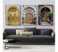 LTjiajuypd Morocco Door Arabic Art Wall Art Poster Living Room Bar Cafe Bedroom Office Home Decorative Canvas Prints Painting 60x90cm-3Pcs Frameless