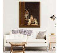 LTjiajuypd Murillo《Two Women at a Window》Canvas Prints Art Oil Painting Artwork Poster Picture The Wall Background Home Decorations(30x50cm)