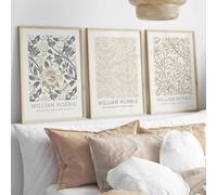 LTjiajuypd Neutral Beige William Morris Floral Abstract Canvas Print Poster Modern Botanical Art Print Bedroom Wall Art Home Decor(40x55cm-3Pcs)