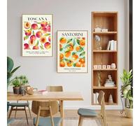 LTjiajuypd Nordic Poster Print Italian Santorini Fruit Wall Art Canvas Painting Orange Sorrento Lemon Kitchen Dining Room Home Decor 60x90cm-2pcs Frameless
