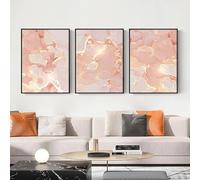 LTjiajuypd Nordic Prints Champagne Pink Gold Marble Abstract Canvas Art Poster Picture Wall Corridor Modern Simple Home Decor(60x90cm-3Pcs)