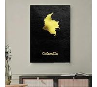 LTjiajuypd Nordic Style Gold Map Classic Colombia City World Art Wall Art Canvas Painting Wall Pictures for Living Room Decor(30x45cm)