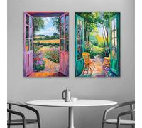 LTjiajuypd Open Window Henri Matisse Poster Style Fauvism Canvas Oil Painting Prints Italy Mediterranean Lake Como For Living Room(40x60cm-2pcs)