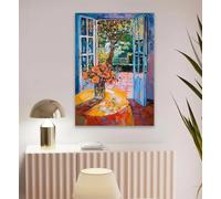 LTjiajuypd Open Window Henri Matisse Poster Style Fauvism Canvas Oil Painting Prints Italy Mediterranean Lake Como For Living Room(50x70CM/Frameless)