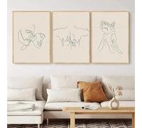 LTjiajuypd Print Couple Line Couple Hand Love Kiss Posters And Prints Wall Art Canvas Painting Nordic Pictures Living Room Decor 60x80cm-3Pcs Frameless