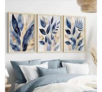 LTjiajuypd Retro Blue Botanical Abstract Printable Modern Leaves Art Poster Canvas Painting Wall Prints Picture for Room Home Decor(30x50cm-3Pcs)