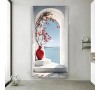 LTjiajuypd Seaside White Wall Red Vase Landscape Poster And Prints, Modern Canvas Painting Art For Living Room Home Decor(30x60cm)