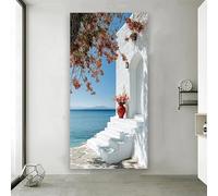 LTjiajuypd Seaside White Wall Red Vase Landscape Poster and Prints, Modern Canvas Prints Painting Wall Art For Living Room Home Decor(55X110cm)