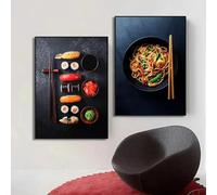 LTjiajuypd Steak Fruit Sushi Vegetable Spices Pizza Posters Prints Food Canvas Prints Pictures Dining Room Kitchen Restaurant Decor 50x70cm-2pcs Frameless