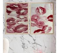 LTjiajuypd Vintage Red Kiss Canvas Painting Poster Red Lips Kiss Wall Art Home Decor Exquisite Wall Art Home interior Decoration(60x85cm-2Pcs)
