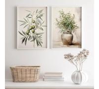 LTjiajuypd Vintage Watercolor Olive Branch Print Poster Antique Boho Botanical Canvas Painting Spring Bedroom Home Decor 60x90cm-2pcs Frameless