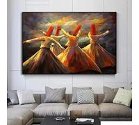 LTjiajuypd Whirling Dervish Oil Painting Art Canvas Print Islam Muslim Posters Egypt Wall Art Pictures for Living Room Home Decor(40x60cm)