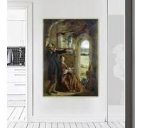 LTjiajuypd William Holman Hunt《Young Couple Observing A Landscape Through A Doorway》Canvas Prints Oil Painting Wall Home Decoration(60x90CM/Frameless)