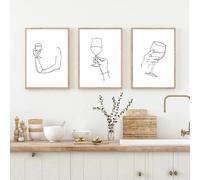 LTjiajuypd Wine Poster Abstract Woman Body One Line Drawing Prints Minimalist Kitchen Wall Art Canvas Paintings Wine Lover Bar Decor(50x75cm-3Pcs)