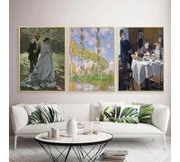LTjiajuypd Woman with A Parasol Claude Monet Poster Impressionist Landscape Canvas Prints Painting Vintage Wall Art Picture Home Decor(50x75cm-3Pcs)