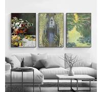 LTjiajuypd Woman with A Parasol Claude Monet Poster Impressionist Landscape Canvas Prints Painting Vintage Wall Art Picture Home Decor(60x85cm-3Pcs)