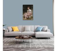 LTjiajuypd Young Shepherdess Canvas Art Reproduction Prints William Adolphe Bouguereau Portrait Painting for Bedroom Nursery Decor 35x50cm Frameless