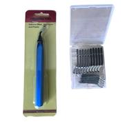 LTJP Deburring Tool With Aluminium Ergonomic Handle, 15 + 1 Blades Included 360 Degree Rotatable Pen Reamer Burr Remover for 3D Prints Works on Plastic Soft Metals Steel and Aluminium