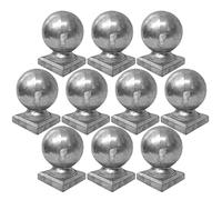 LTJXL Post Caps, 100mmx100mm Ball Top Cap Aluminum Silver Protection Cover with Flat Square Base Decor for Stair Newel Fence Post 10Pcs