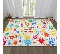 LTKOUGFAM Colorful Kids Handprints Area Rug, Non-Slip Play Mat, Ultra Soft Thick Plush Indoor Rug for Playroom, Classroom, Nursery Decor (59 X 39.4 INCH)