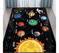 LTKOUGFAM Kids Play Rug for Playroom, Outer Space Solar System Educational Rug Baby Floor Mat, Carpet for Children's Bedroom Classroom (78.7x59 in, Planet 2)