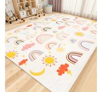 LTKOUGFAM Soft Kids Area Rug, Large Washable Space Mat, Non-Slip Cute Rainbow Weather Baby Crawling Floor Mat for Living Room Playroom Classroom Bathroom (110.2" x 78.7" XL)