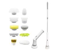 LTLWSH Electric Spin Scrubber Rechargeable Floor Scrubber Machine & Bathroom Scrubber Electric Shower Scrubber with Long Handle for Cleaning, Power Scrubber for Cleaning Bathroom/Floor,10 Brush Head