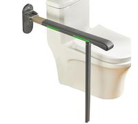 LTLWSH Toilet Grab Bar for Elderly, Flip Up Handicap Grab Bars for Bathroom, Stainless Steels Floor To Wall Toilet Safety Rails for Disabled Elderly Pregnant Woman,Black