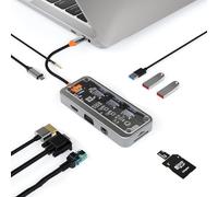 LTLWSH USB C HUB Dongle, USB C Adapter Docking Station with 4K HDMI,VGA,Type C PD,USB3.0,RJ45 Ethernet,SD/TF Card Reader,3.5mm AUX, Compatible with MacBook Pro/Air,10 in 1 Type C 1000M