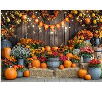 LTLYH 10x8ft Fall Pumpkin Backdrop Autumn Thanksgiving Harvest Hay Leaves Wooden Background Fall Baby Shower Birthday Banner Decoration Party Supplies 341