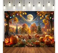 LTLYH 10x8ft Fall Pumpkin Backdrop Autumn Thanksgiving Harvest Hay Leaves Wooden Background Halloween Party Banner Decorations Photo Backdrop 342
