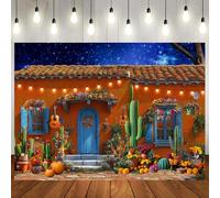 LTLYH 10X8ft Mexican Theme Backdrop Banner Mexican Fiesta Theme Background Rustic Wood House Carnival Party Decor Cinco De Mayo Mexican Party Backdrop 338