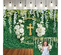 LTLYH 7x5ft God Bless Backdrop Baptism Backdrop Party First Holy Communion Christening Banner Decor Flower Baby Shower Background Favors Gifts Supplies Photo Booth Props 214