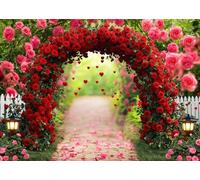 LTLYH 7x5ft Rose Arch Backdrop, Valentine’s Day Floral Garden Backdrop Wedding Engagement Parties, Anniversaries, Bridal Showers, Couples Photoshoots Decor Photo Props 356