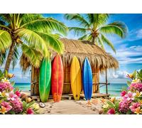 LTLYH 7x5ft Tropical Surf Shack Backdrop Tropical Summer Beach Party Backdrops Hawaiian Luau Beach Party Background Banner for Birthday Wedding Baby Shower Summer Vacation Decorations 332