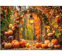 LTLYH 8X6FT Fall Thanksgiving Backdrop Autumn Pumpkin Harvest Background Farm Barn Banner Supplies Photo Booth Prop 339