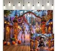 LTLYH 8x6ft Halloween Skeleton Backdrop Halloween Background Mexican Fiesta Sugar Skull Decorations and Dia DE Los Muertos Birthday Party Decor Supplies 335