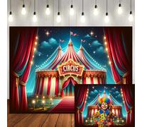 LTLYH Circus Tent Backdrop 7x5ft Top Carnival Night Background Red and White Circus Backgroun Clown Party Photo Backdrop Festival Photography Background348