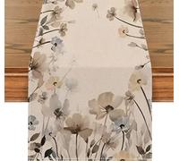 LTLYH Floral Table Runner 13 x 72 Inch - Beige Watercolor Wildflower Table Runner for Dining Table, Spring Fall Decor, Wedding, Bridal Shower, Everyday Farmhouse Table Decoration T006