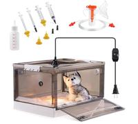 LTM Incubator for Newborn Puppies and Kittens, Nebulized Oxygen Intensive Care Unit for Dogs and Cats, Pet Incubator with Nebulization Kit and Pet Heating Iamp, Temperature Detection and Cotton Pad