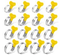 LTMMC 16Pcs Pipe Clips Set, Adjustable Stainless Steel Hose Clamp, 4 Size Hose Clips Combination Set 10-16, 16-25, 18-32, 32-44, Yellow