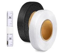 LTMMC 2 Pack Wonder Web with Tape Measure No Sew Double Sided Tape for Clothes, Iron on Hemming Tape for Trousers, Hemming Web for Fabric Patchwork Repair (20mm x 30m, White and Black)