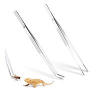 LTMMC 2 Pcs Reptile Feeding Tongs, Extra Long Stainless Steel Tweezers | Extra Long Stainless Steel Straight Tweezers and Curved Tweezers for Aquatic Aquarium Plants Reptiles Lizard, Gecko and Snake