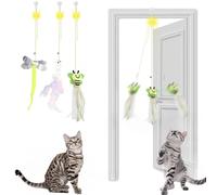 LTMMC 3 Pcs Interactive Cat Toys for Indoor Cats Adult/Kitte with Feather/Bell/Sequin Rattle Paper, Cat Springs Hanging Cat Door Toys to Inspire Cats to Hunt