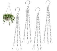 LTMMC 4 Pack Hanging Basket Chains 40cm 3-Point Plant Hanger Chains, Heavy Duty Metal Replacement Chains for Flower Pots, Bird Feeders, Outdoor Garden Decor (Silver)