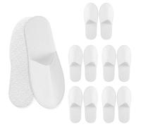LTMMC 5 Pairs Disposable Unisex Adults White Hotel Slippers, Size 10 UK, Flat Heel, Traditional Style, For Hotels, Hospitals, Guests, Patients, Visitors