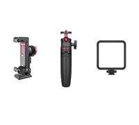 LTMSAQRS Compatible for Ulanzi ST-27 Metal Phone Holder Clamp with Cold Shoe, Arca Swiss, and 360° Rotatable Mount for TikTok Vlogging(ST-27 with Light Kit)